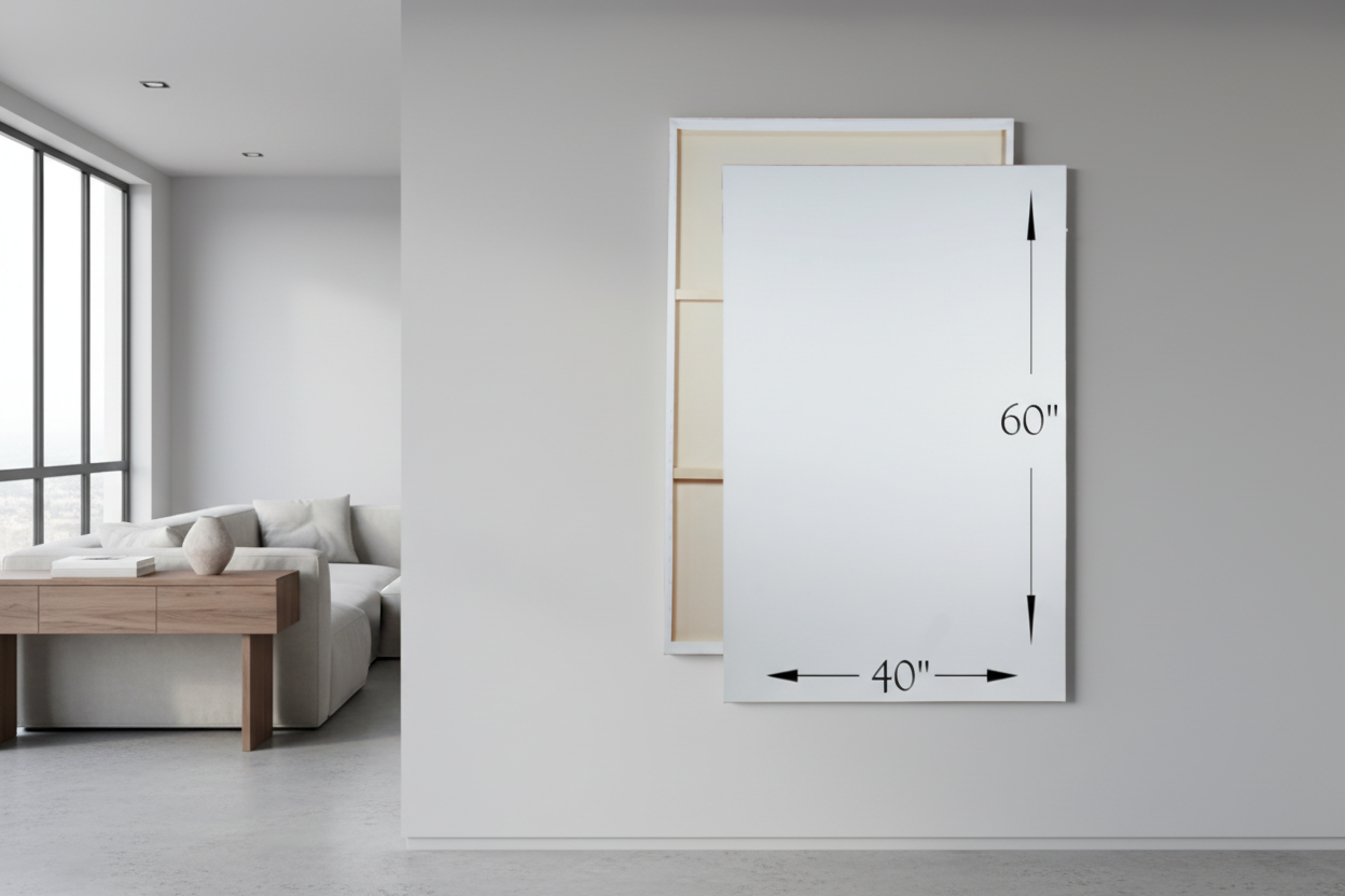 a 40 inch wide by 60 inch tall canvas with double brace