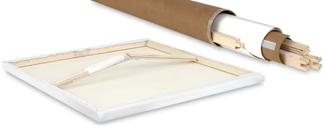 Roll of white paper and a white frame on a white background